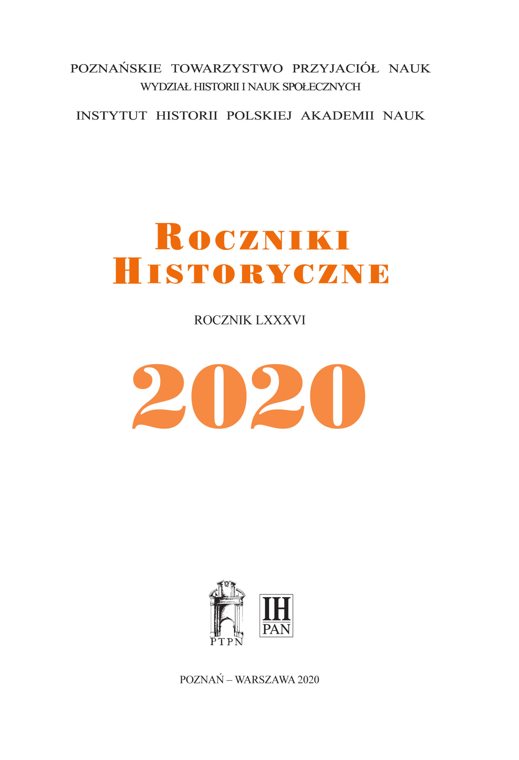 Roczniki Historyczne tom LXXXVI okładka