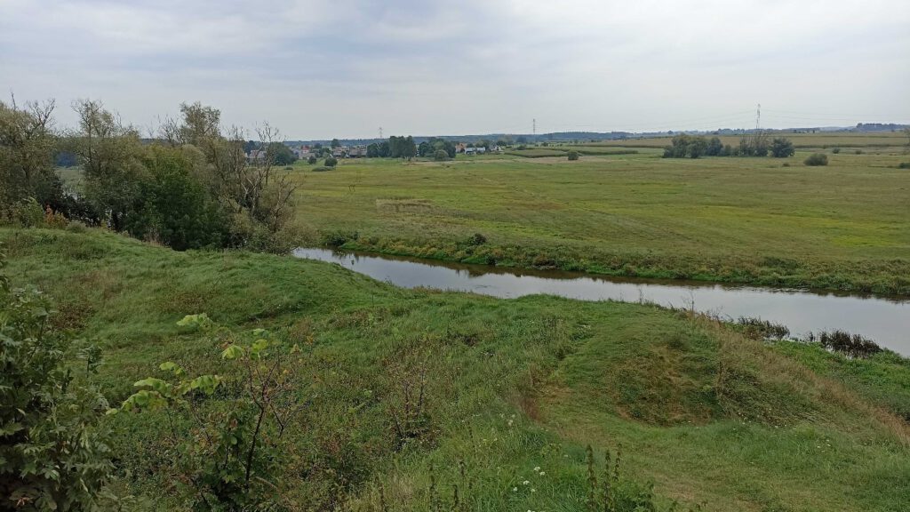 Widok na rzekę i jej niski taras